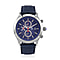 William Hunt Multifunction 5 ATM Water Resistant Watch with Blue Leather Strap in Silver Tone