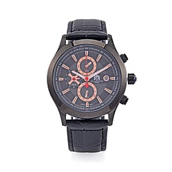 William Hunt Multifunction 5 ATM Water Resistant Watch with Green Leather Strap in Gold Tone