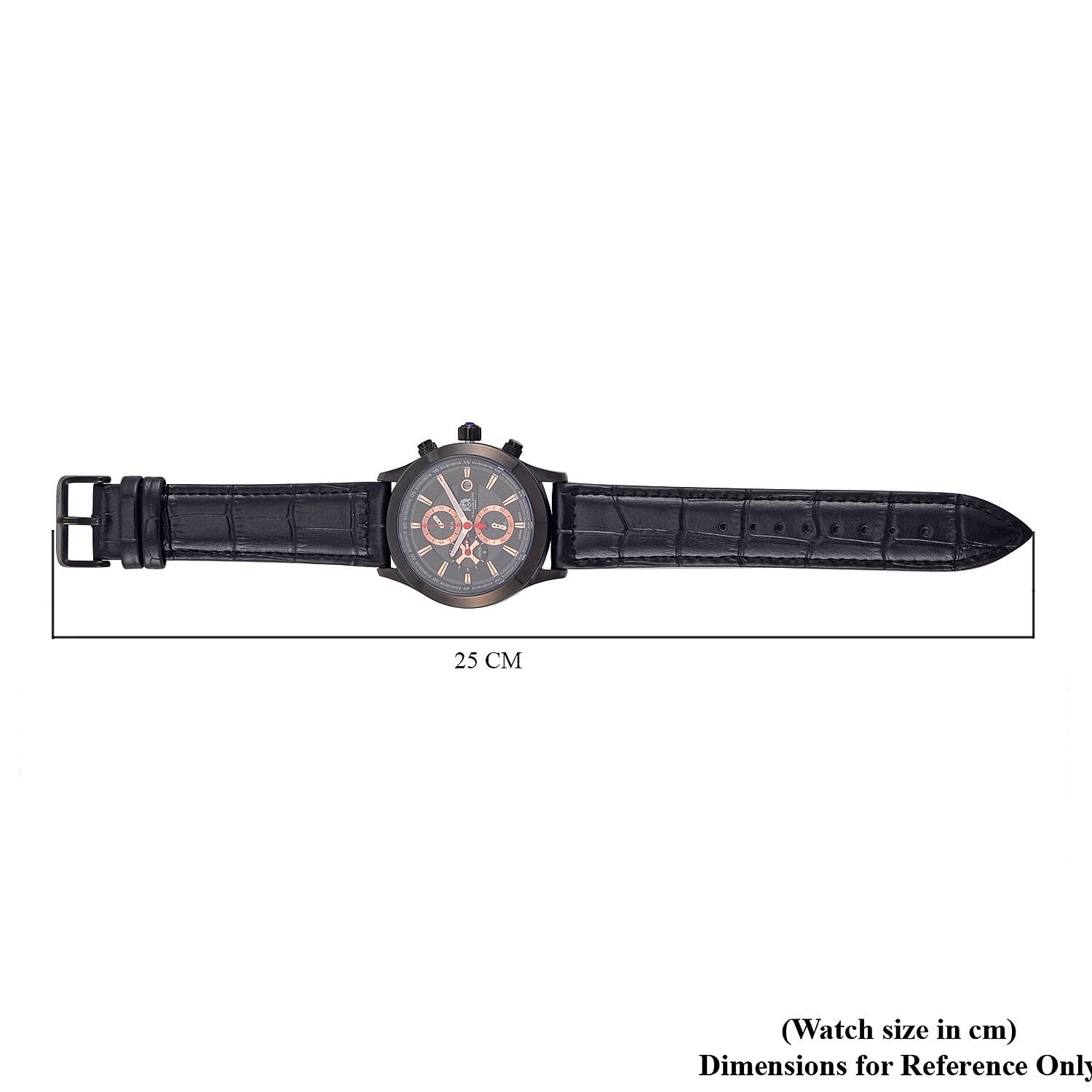 William Hunt Multifunction Black Dial 5 ATM Water Resistant Watch with Black Leather Strap