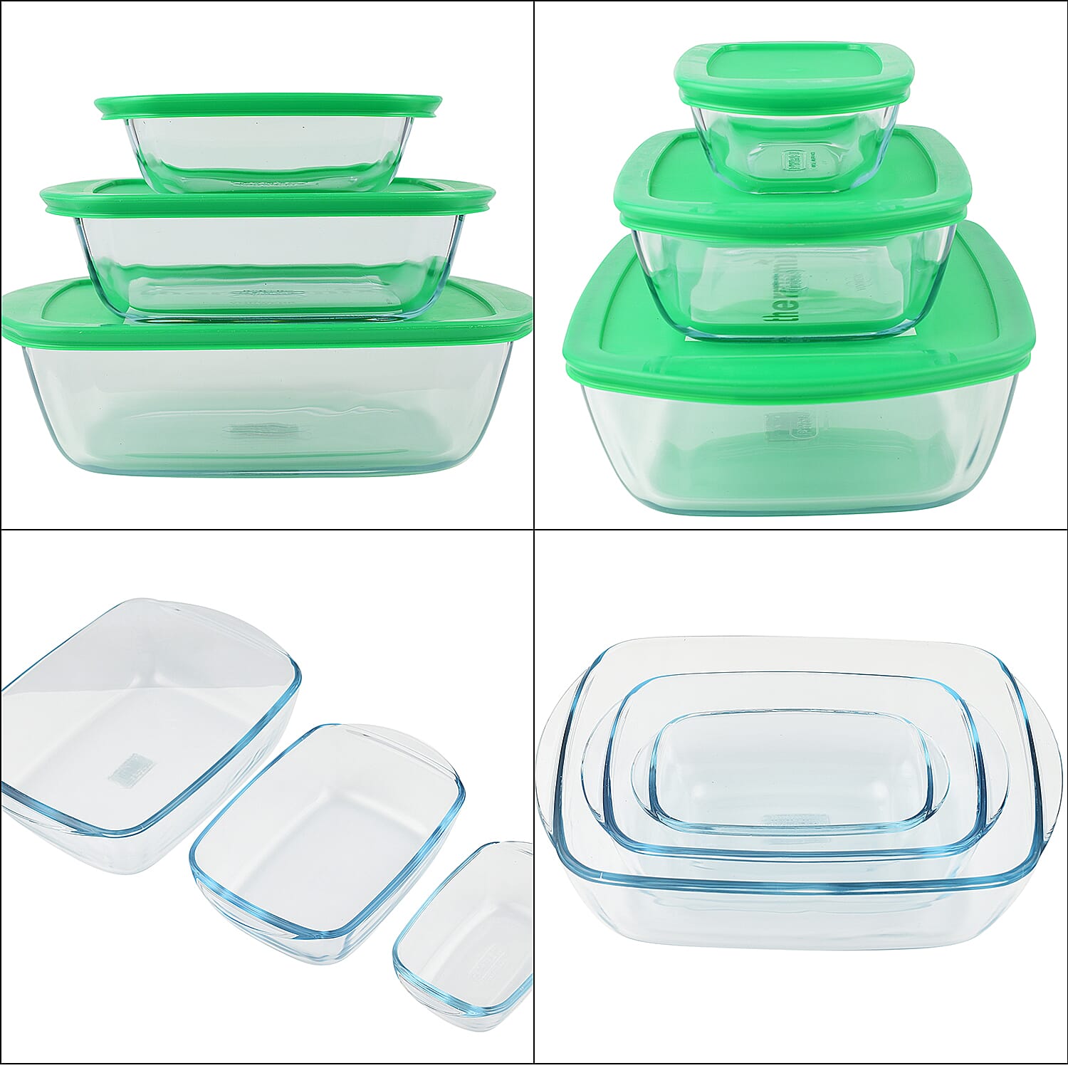 LIQUIDATION DEAL - Pyrex 3 Cook & Store Rectangular Dishes PLUS 3 Lids- Temp resistant from -40 to -300 Degrees