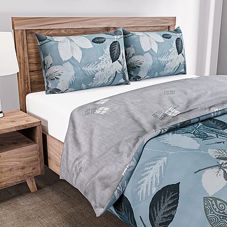 Set of 3 Floral Printed Duvet Cover with 2 Pillow Cases (Double Size 200x200 cm) - Green