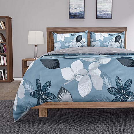 Set of 3 Floral Printed Duvet Cover with 2 Pillow Cases (Double Size 200x200 cm) - Green