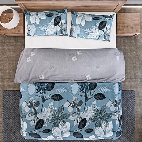 Set of 3 Floral Printed Duvet Cover with 2 Pillow Cases (Double Size 200x200 cm) - Green