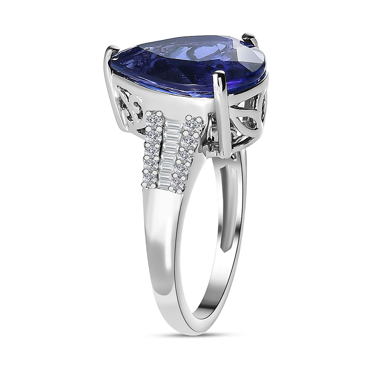 RHAPSODY 950 Platinum AAAA Pear Tanzanite & Diamond (VS-E-F)  Ring 7.50 Ct.