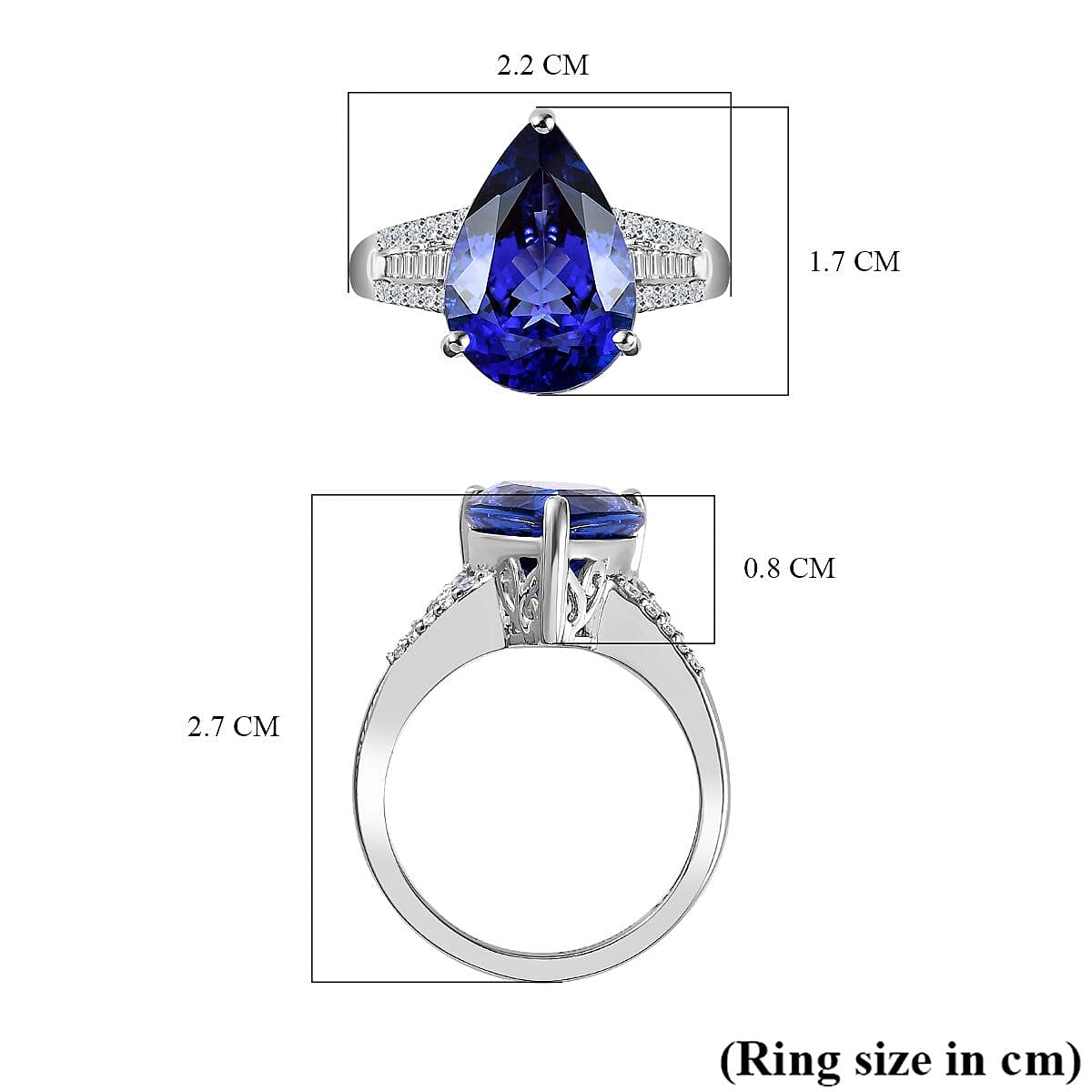 RHAPSODY 950 Platinum AAAA Pear Tanzanite & Diamond (VS-E-F)  Ring 7.50 Ct.