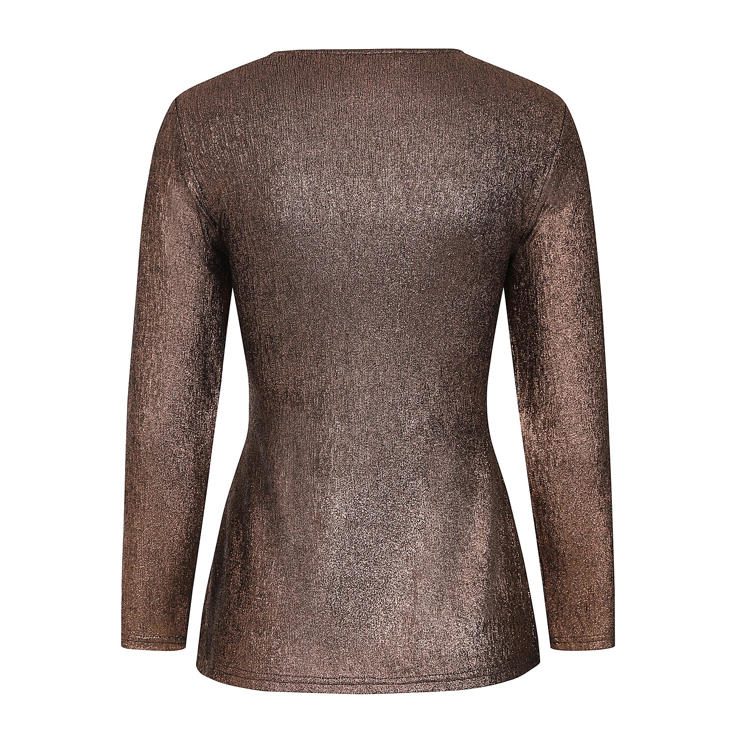 Long Sleeve Shimer Knot Waist Top (Size L) - Bronze