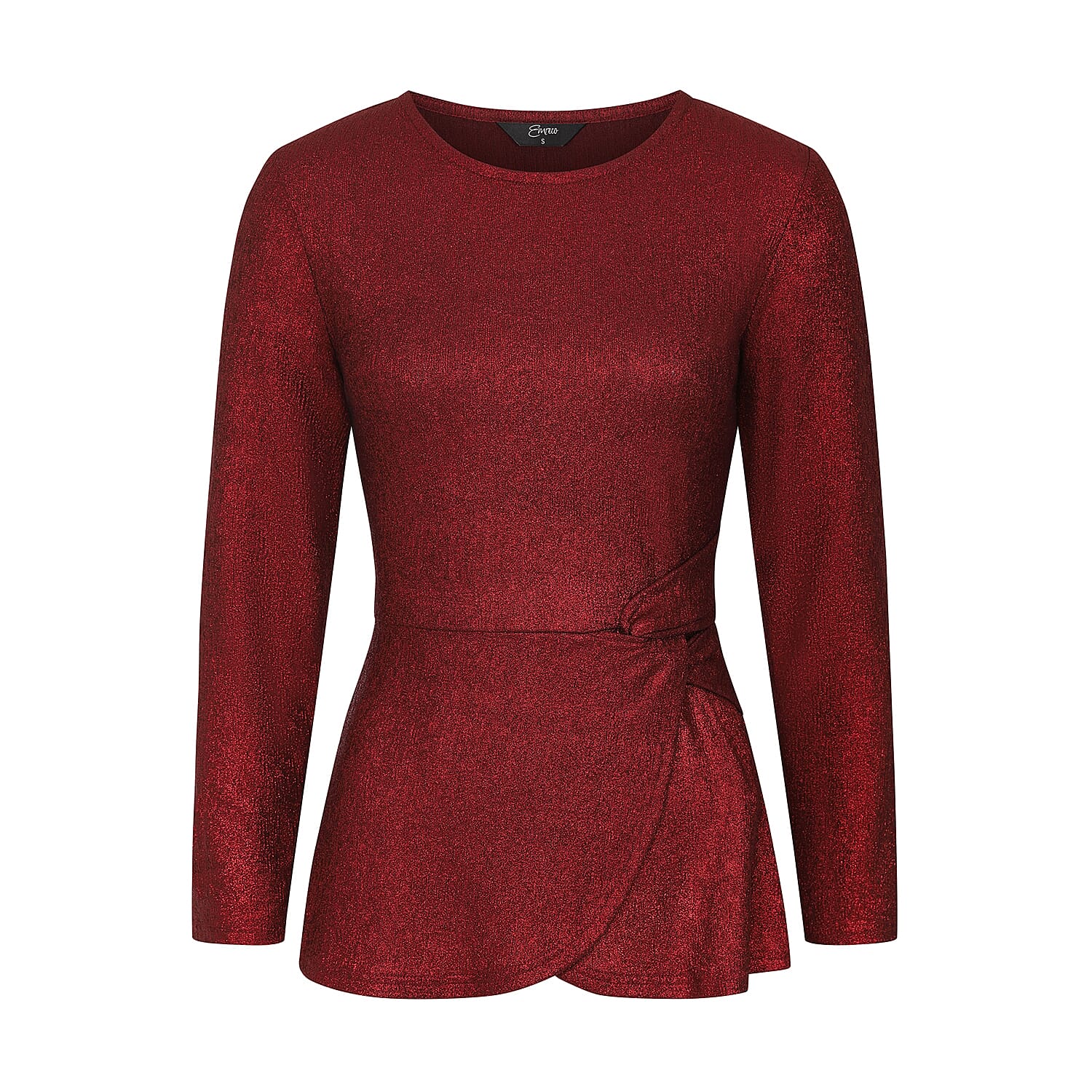 Long Sleeve Shimer Knot Waist Top (Size L) - Bronze