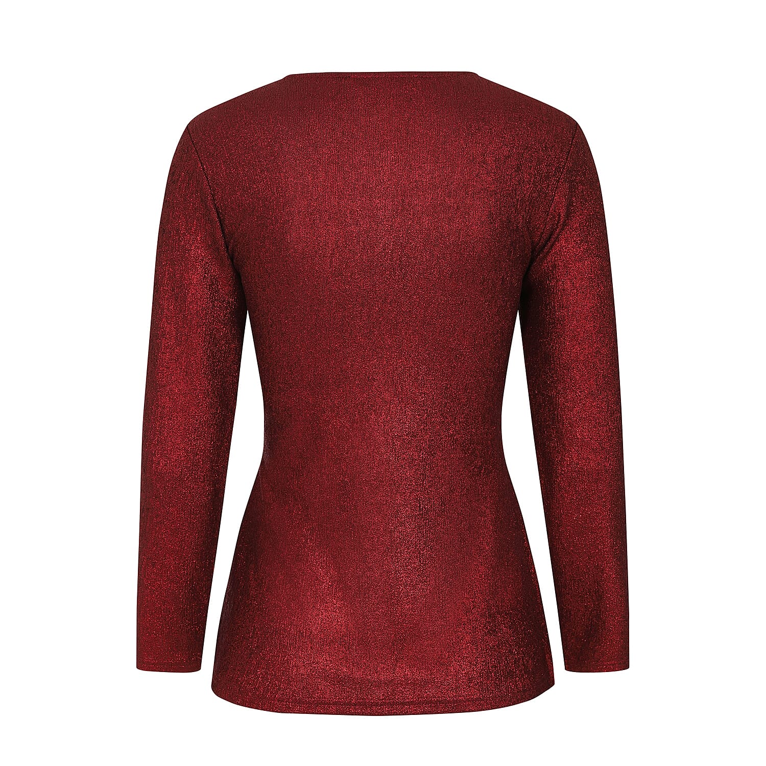 Long Sleeve Shimer Knot Waist Top (Size L) - Bronze