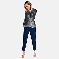 Long Sleeve Shimer Knot Waist Top (Size L) - Bronze