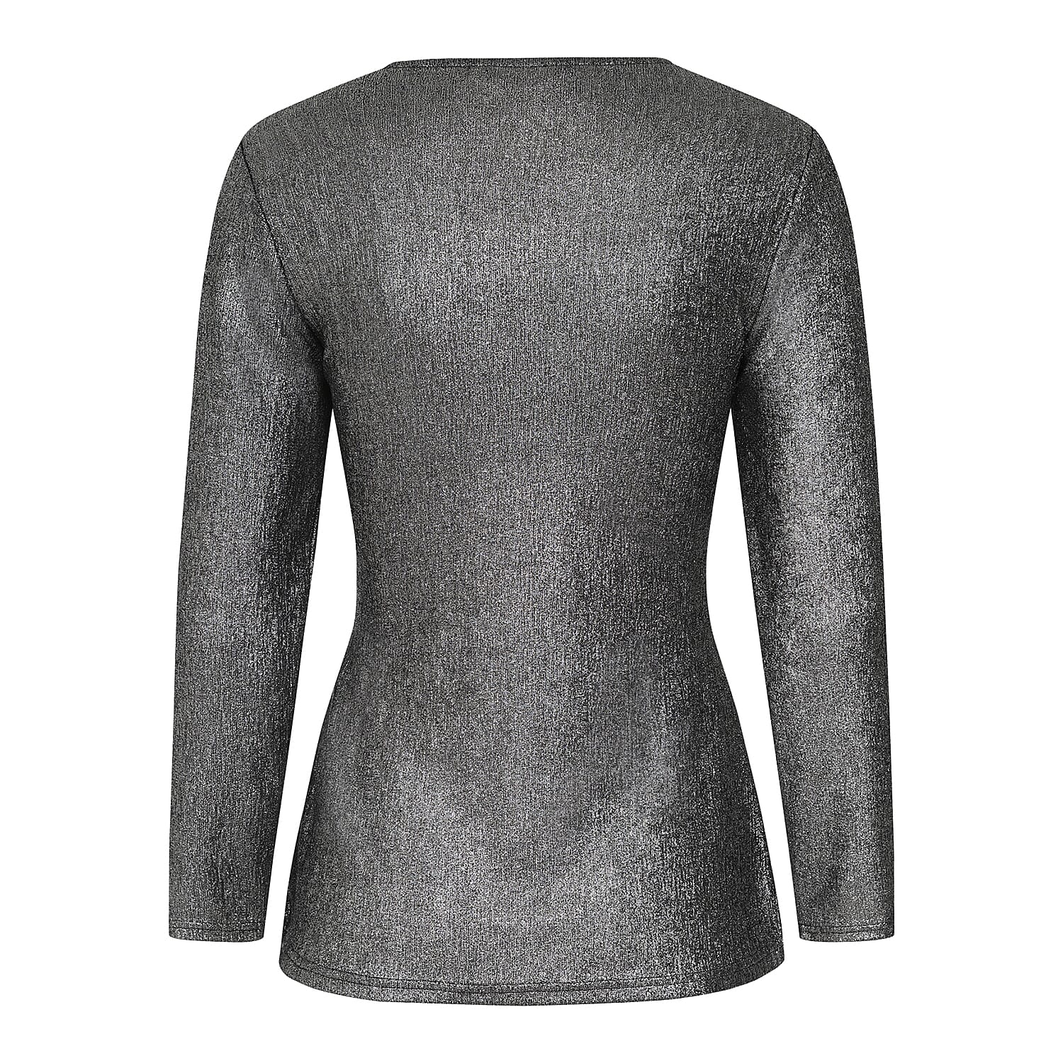 Long Sleeve Shimer Knot Waist Top (Size L) - Bronze