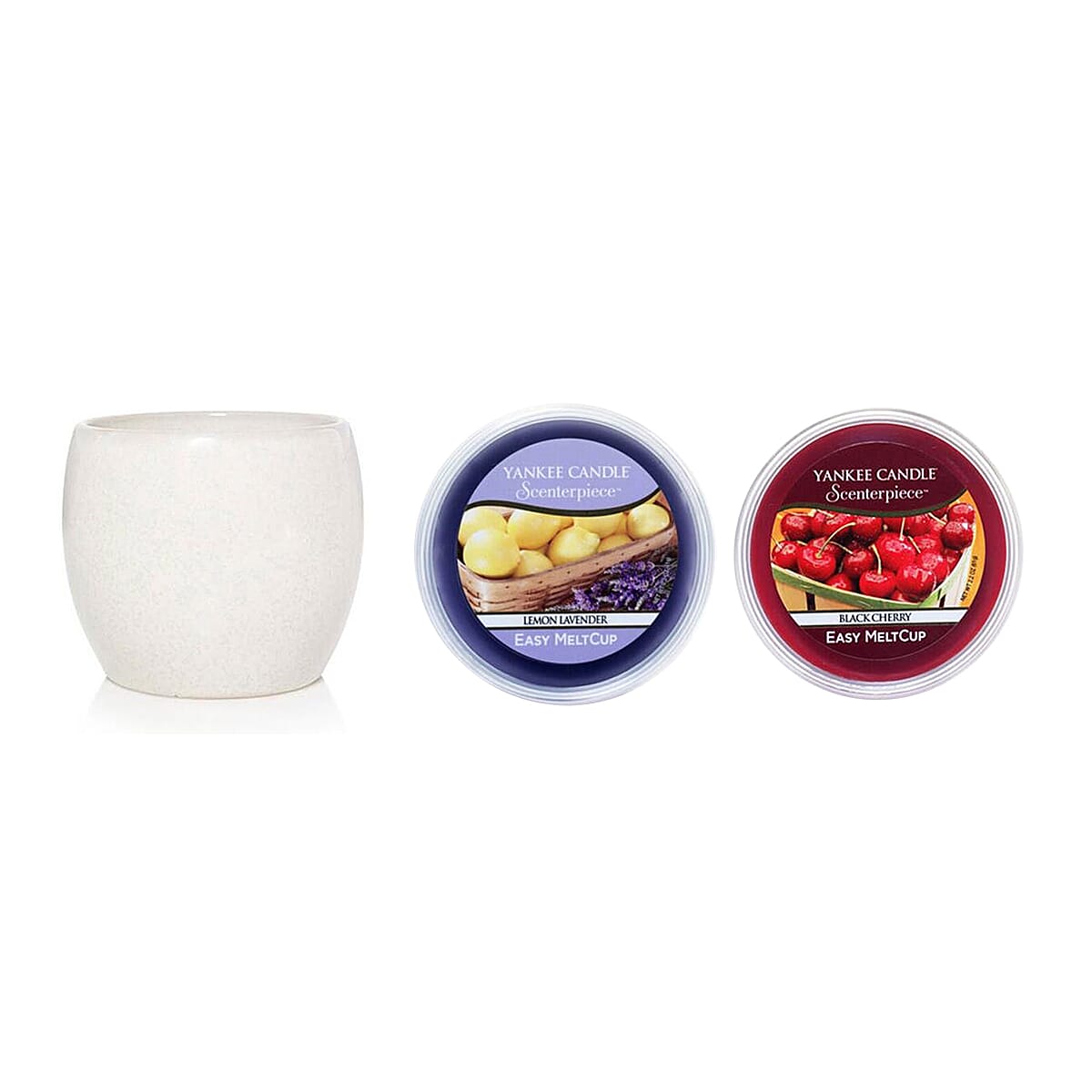 Boxing Day Deal - Yankee Candle Scenterpiece Melt Cup with Black Cherry - Lemon Lavender - White
