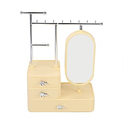 Tiered Tower Jewelry Holder with 360 Rotating Mirror & 3 Layer Drawer (Size 25x15x37 cm) - Green