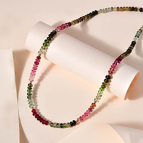 18K Yellow Gold  AAA   Multi-Tourmaline  Necklace (Size - 18) 78.10 ct,  Gold Wt. 2.88 Gms  78.100  Ct.