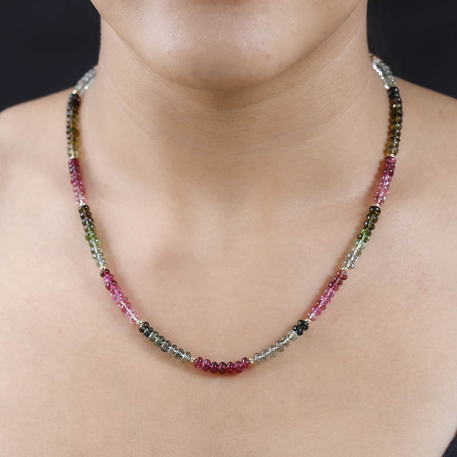 18K Yellow Gold  AAA   Multi-Tourmaline  Necklace (Size - 18) 78.10 ct,  Gold Wt. 2.88 Gms  78.100  Ct.