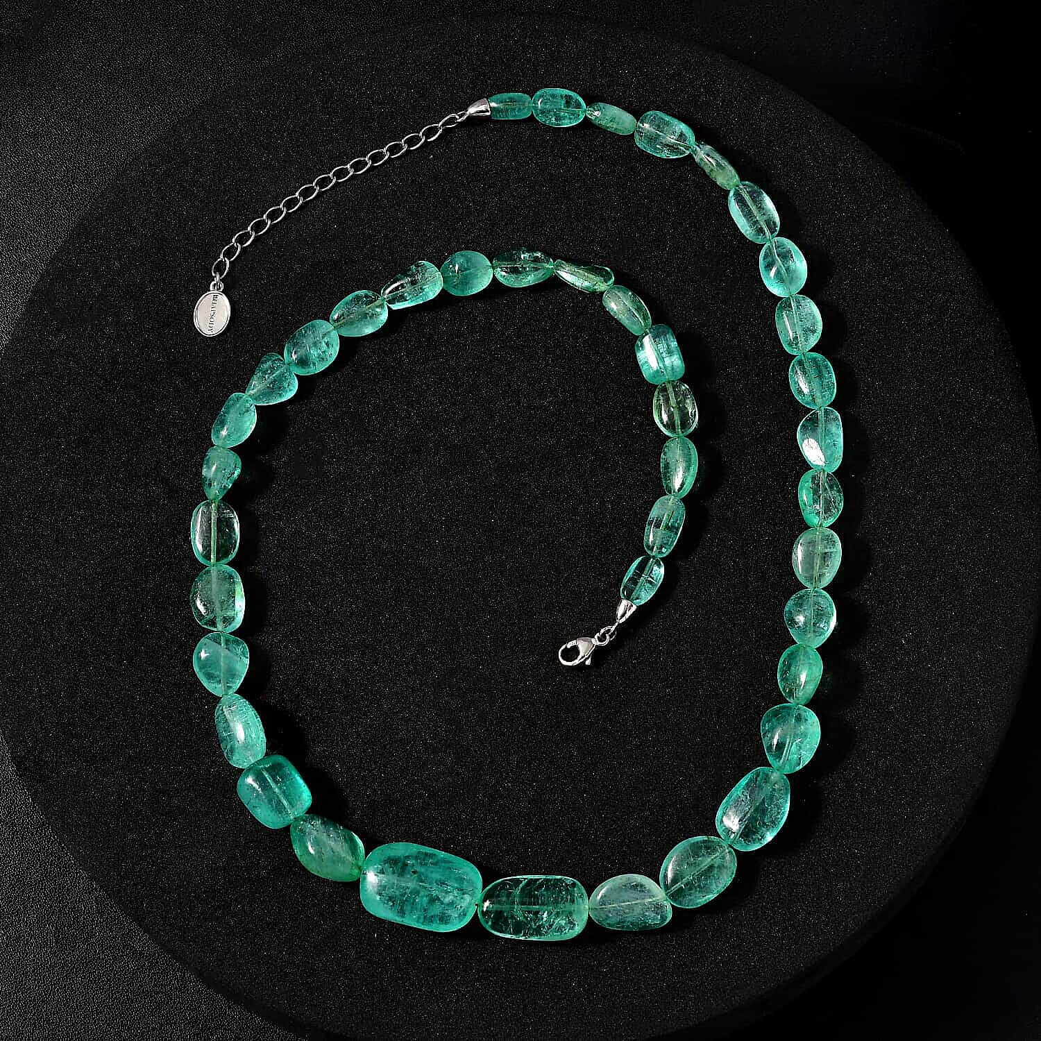 950 Platinum  AAA  Emerald  Necklace (Size - 18) 170.00 ct,  Platinum Wt. 2.54 Gms  174.040  Ct.