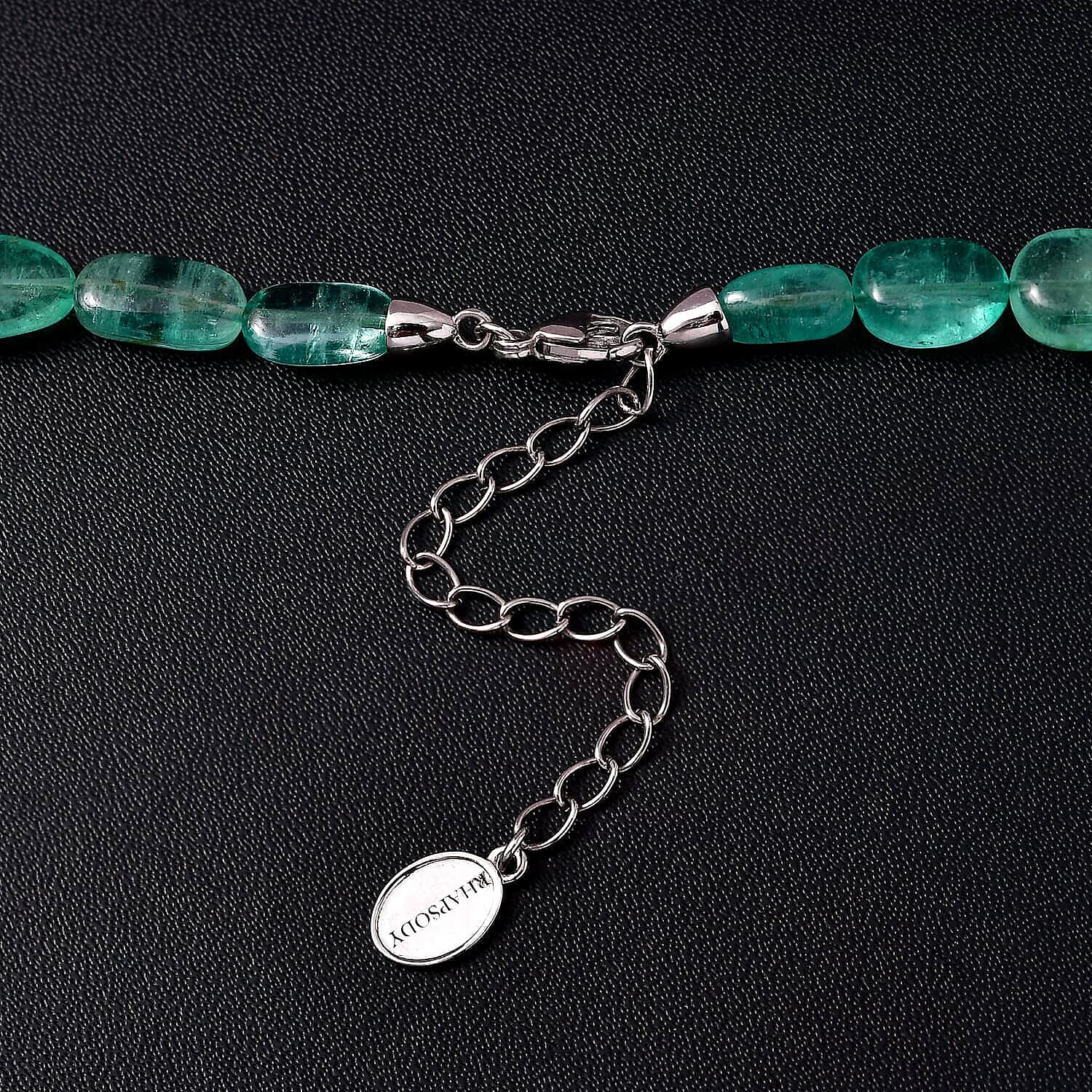 950 Platinum  AAA  Emerald  Necklace (Size - 18) 170.00 ct,  Platinum Wt. 2.54 Gms  174.040  Ct.