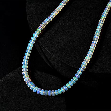 14K Yellow Gold  AAA   Ethiopian Opal  Necklace (Size - 18) 68.00 ct,  Gold Wt. 2.26 Gms  69.170  Ct.