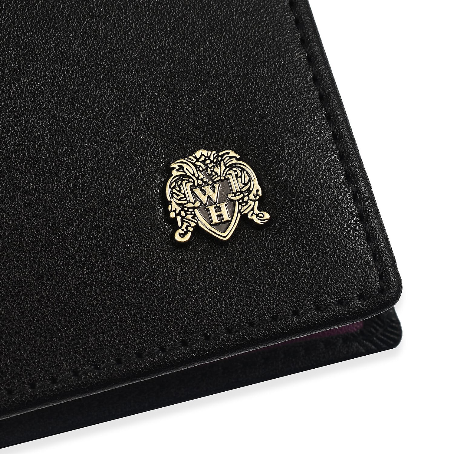 William Hunt Genuine Leather Double Fold Mens Wallet - Black