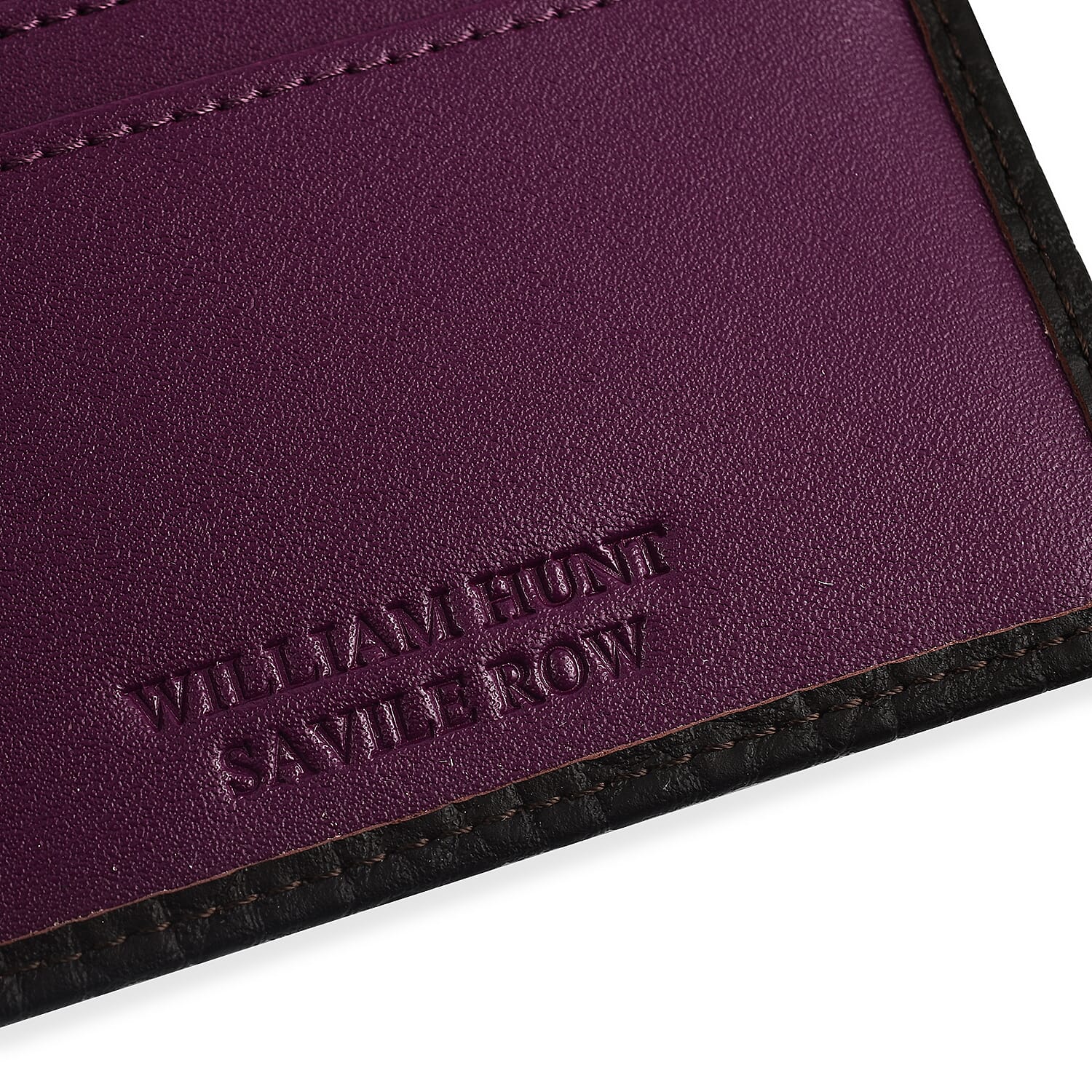 William Hunt Genuine Leather Double Fold Mens Wallet - Black