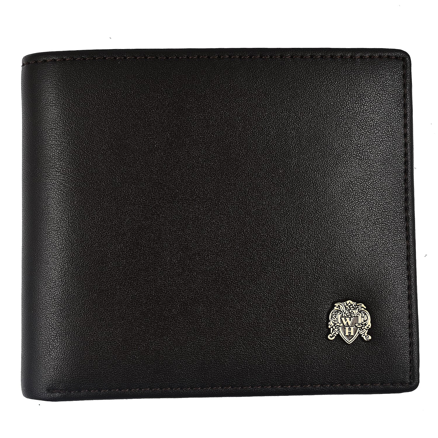 William Hunt Genuine Leather Double Fold Mens Wallet - Dark Brown