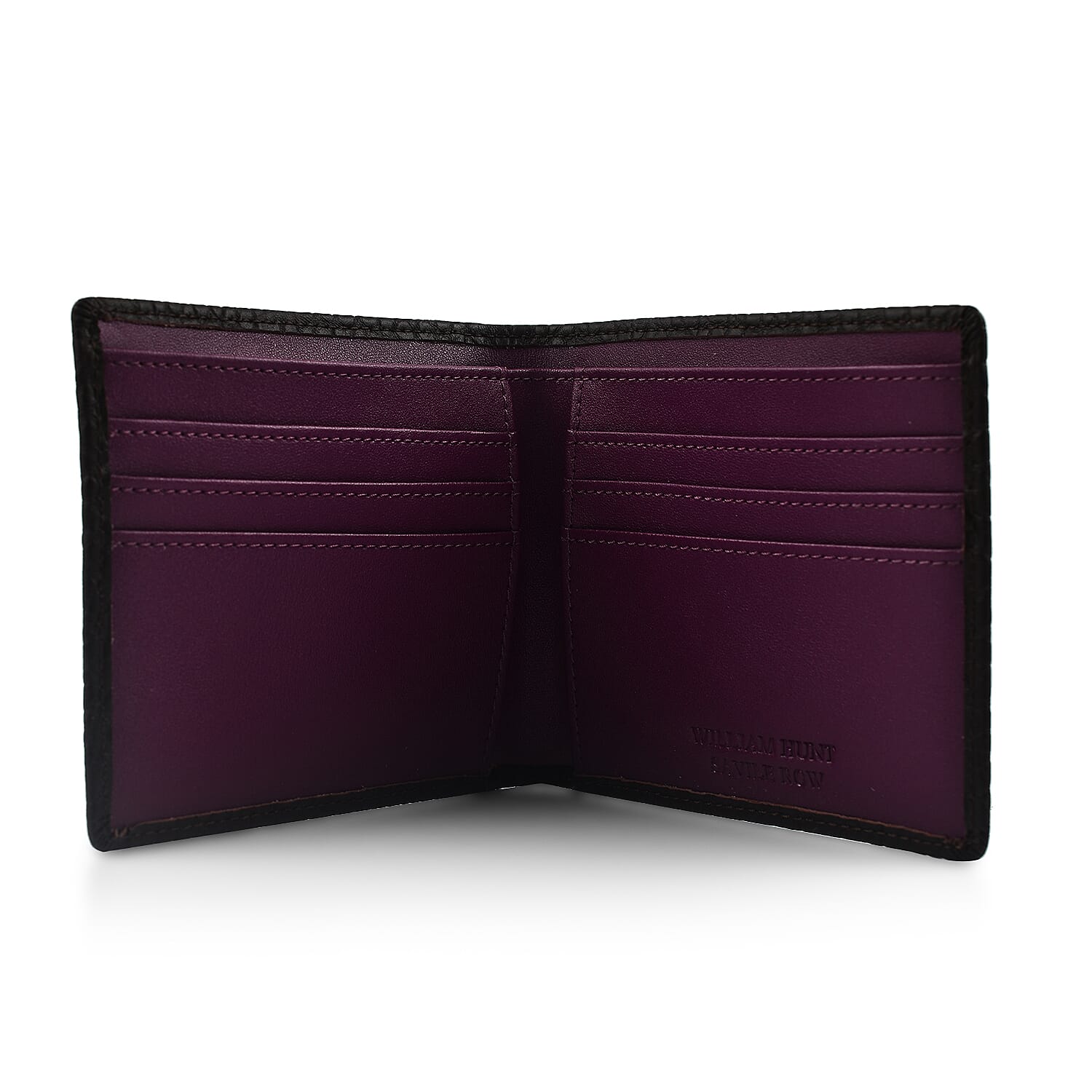 William Hunt Genuine Leather Double Fold Mens Wallet - Dark Brown