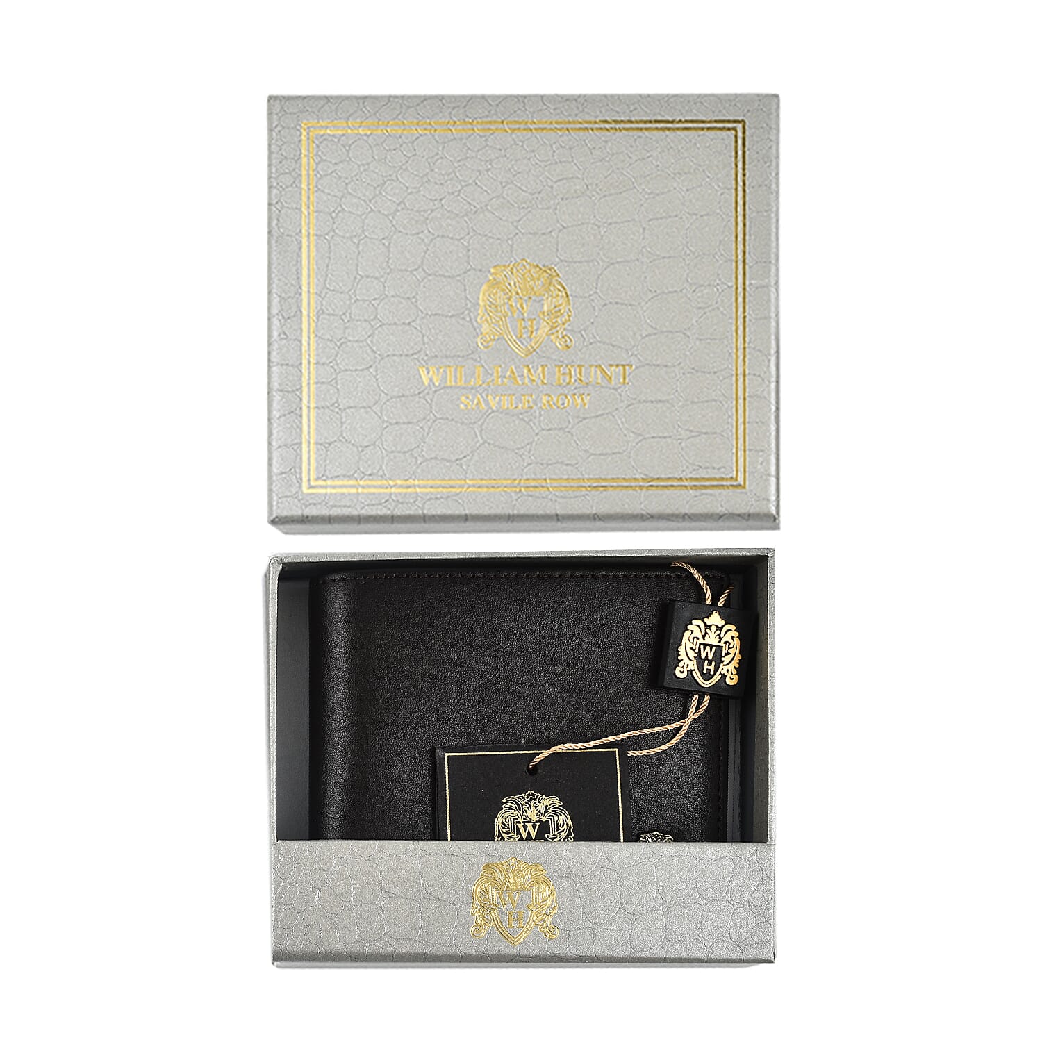 William Hunt Genuine Leather Double Fold Mens Wallet - Dark Brown