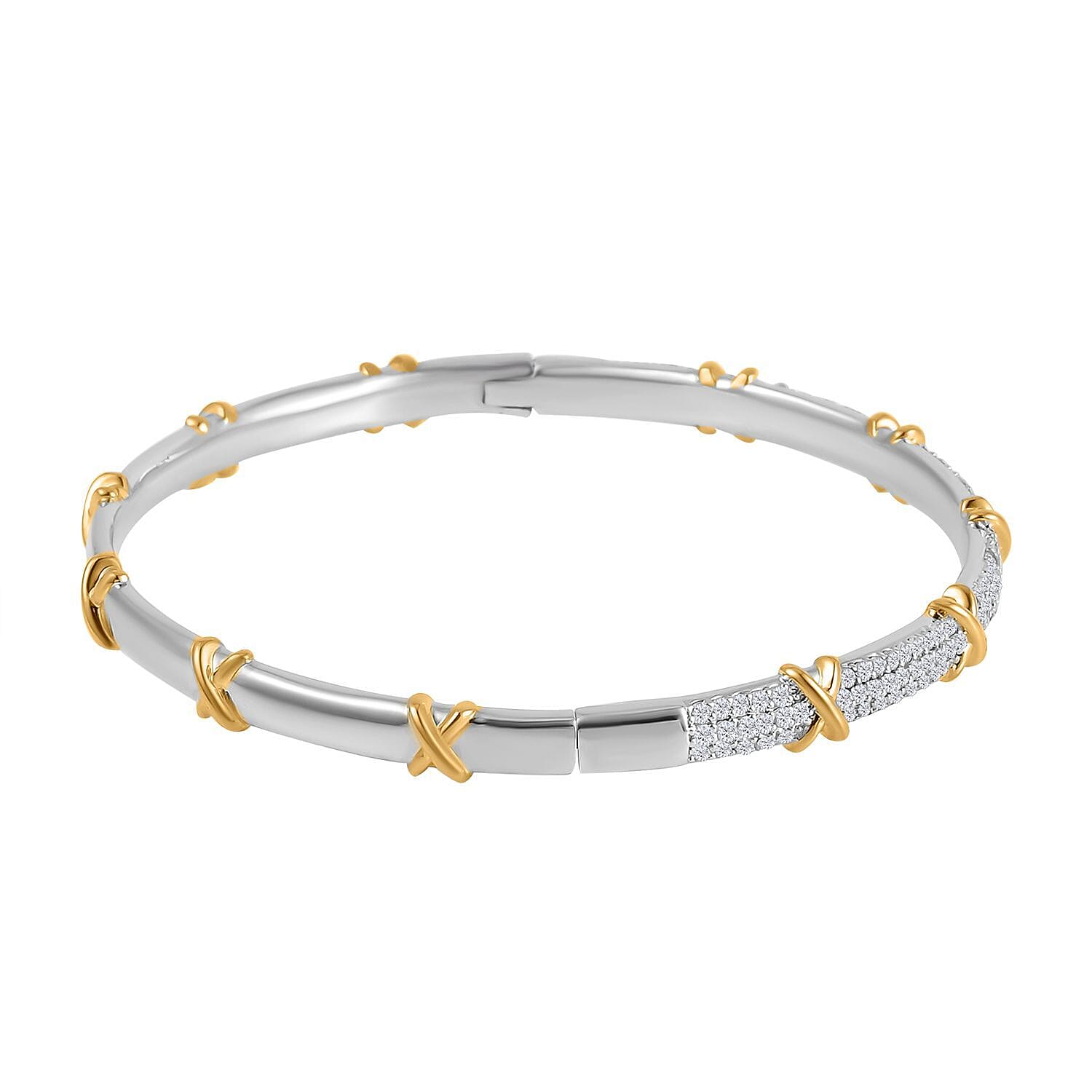 Designer Close Out - Cubic Zirconia Criss Cross Bangle (Size - 7.5)