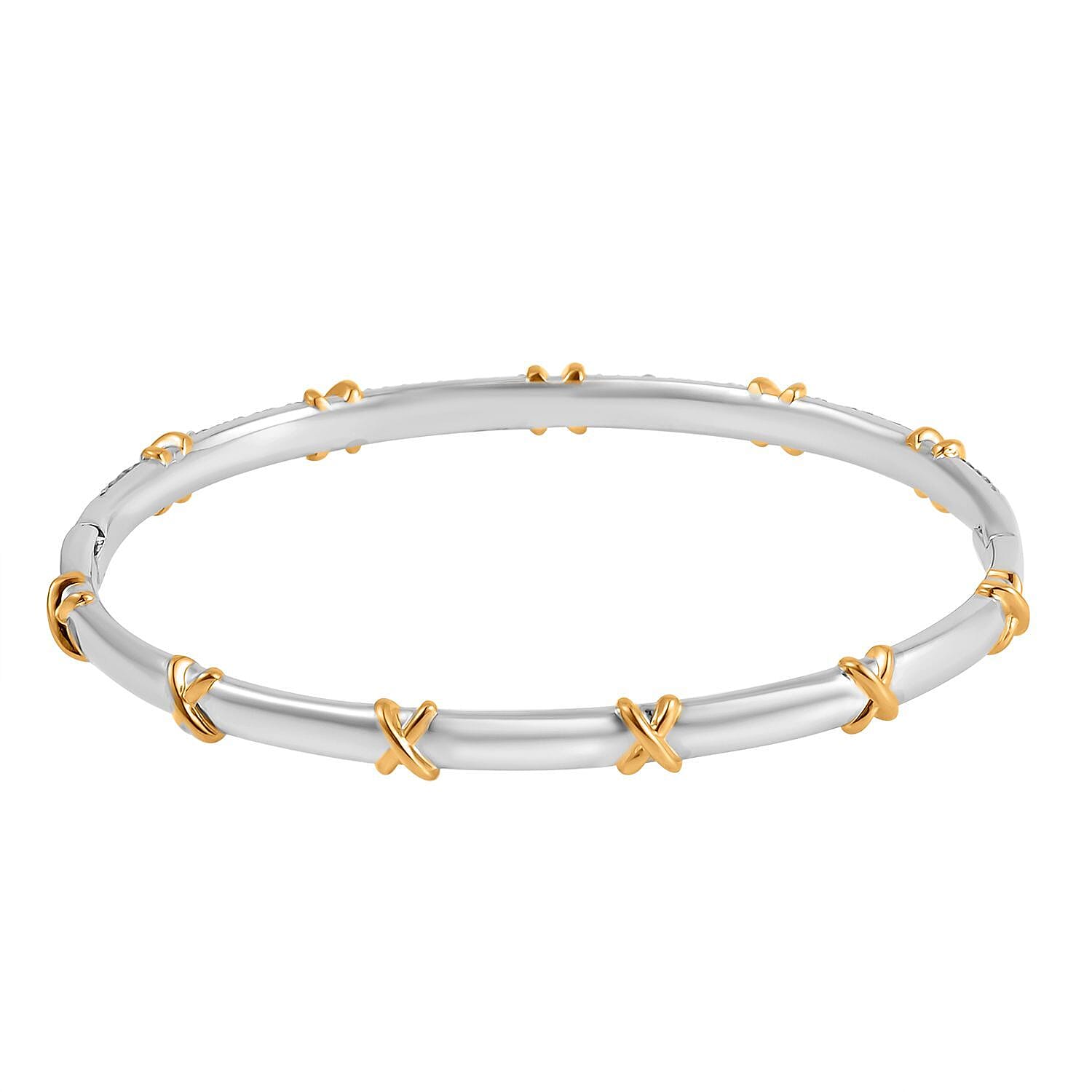 Designer Close Out - Cubic Zirconia Criss Cross Bangle (Size - 7.5)