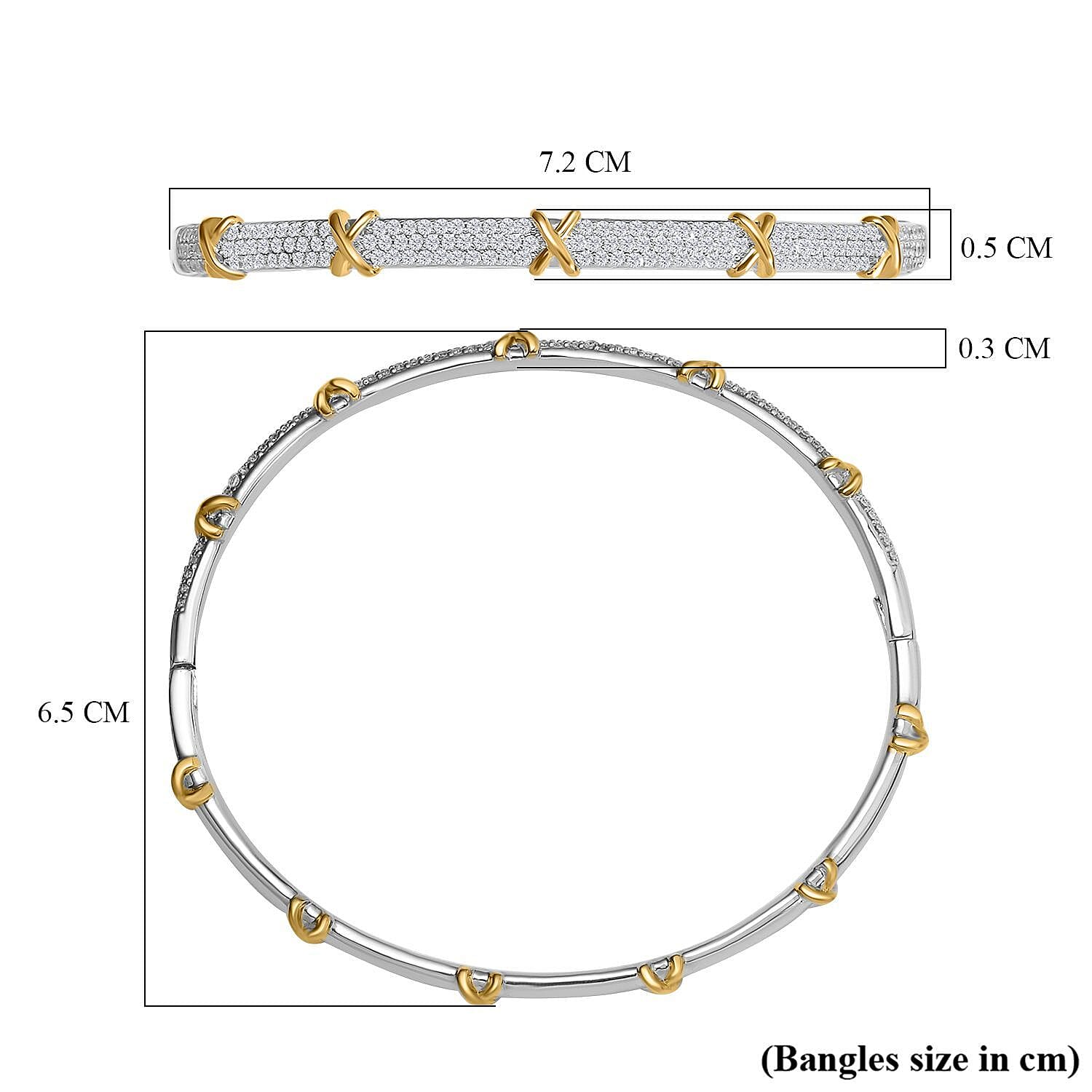 Designer Close Out - Cubic Zirconia Criss Cross Bangle (Size - 7.5)