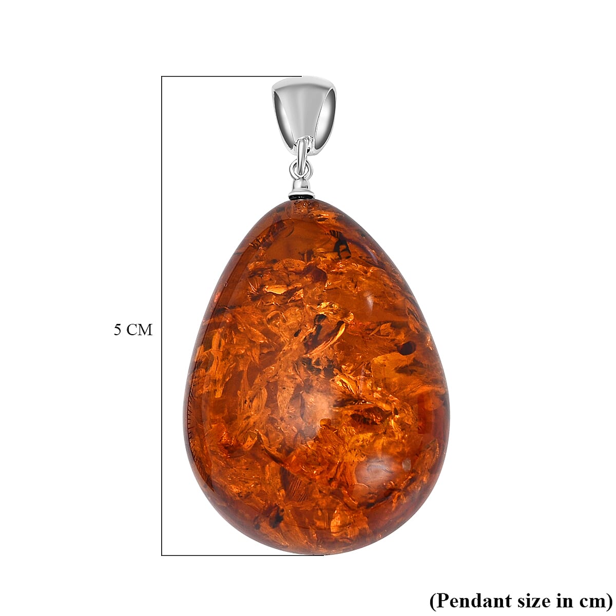 Baltic Amber Tear Drop Pendant in Sterling Silver