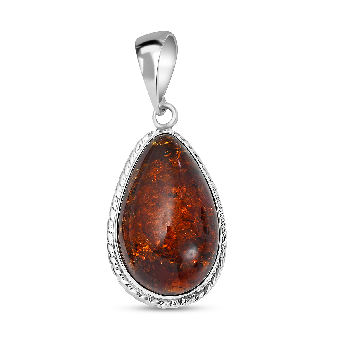Tucson Special - Baltic Amber Solitaire Pendant in Sterling Silver, Silver Wt. 10.82 Gms