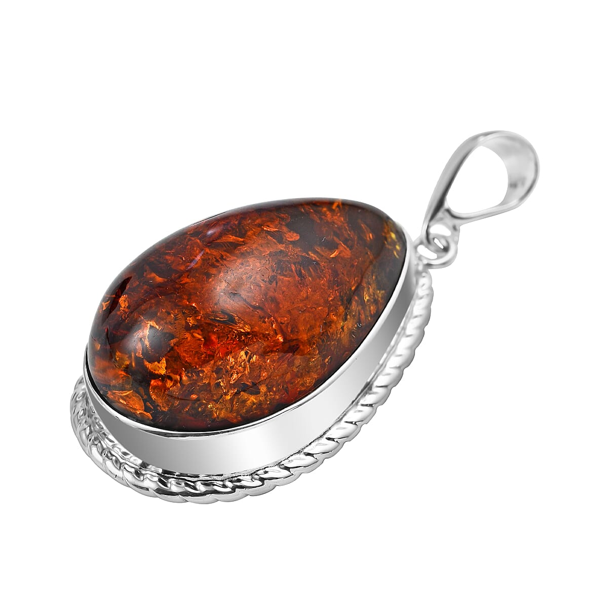 Tucson Special - Baltic Amber Solitaire Pendant in Sterling Silver, Silver Wt. 10.82 Gms