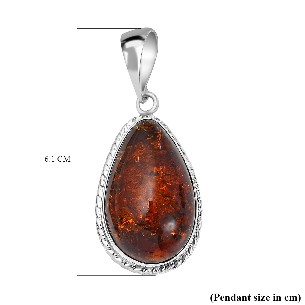 Tucson Special - Baltic Amber Solitaire Pendant in Sterling Silver, Silver Wt. 10.82 Gms