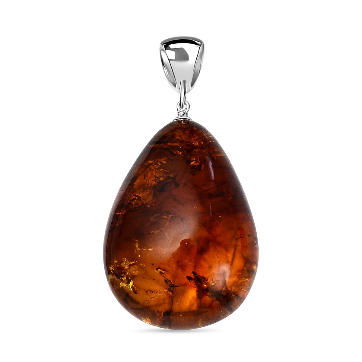 Tucson Special - Baltic Amber Solitaire Pendant in Sterling Silver