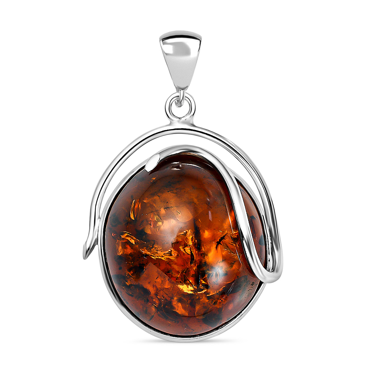 Tucson Special - Baltic Amber Solitaire Pendant in Sterling Silver, Silver Wt 7.60 GM