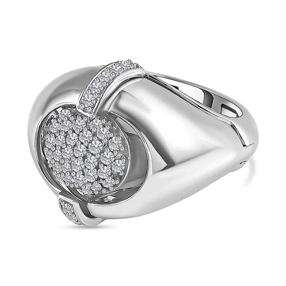 GP Art Deco Collection - Pink Opal & Natural Zircon Ring in Platinum Overlay Sterling Silver 5.54 Ct, Silver Wt 11.00 GM