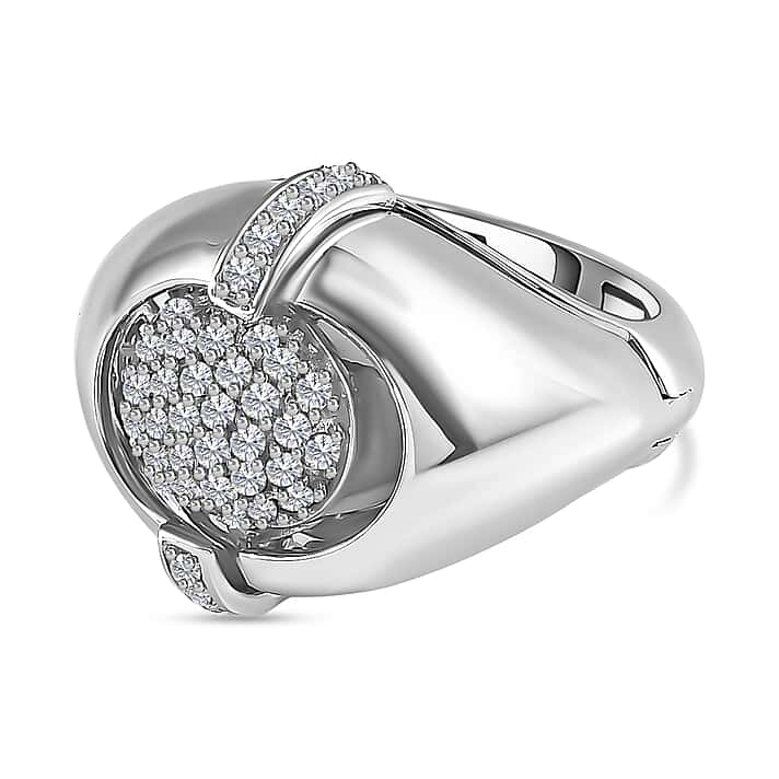 GP Art Deco Collection - Pink Opal & Natural Zircon Ring in Platinum Overlay Sterling Silver 5.54 Ct, Silver Wt 11.00 GM