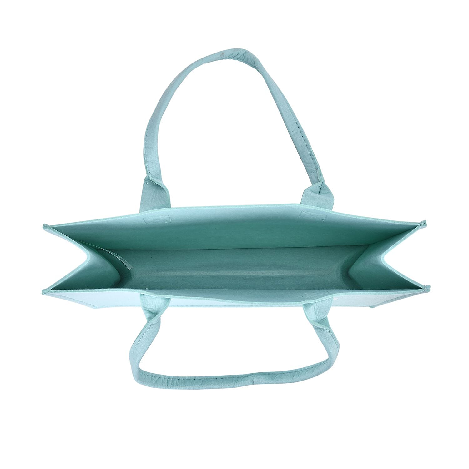 Set of 2 Felt Gift Printed (Bear, Smilebella, Happy Shopping) Tote Bag - Green