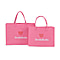 Set of 2 Felt Gift Printed (Bear, Smilebella, Happy Shopping) Tote Bag - Pink