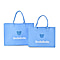 Set of 2 Felt Gift Printed (Bear, Smilebella, Happy Shopping) Tote Bag - Blue