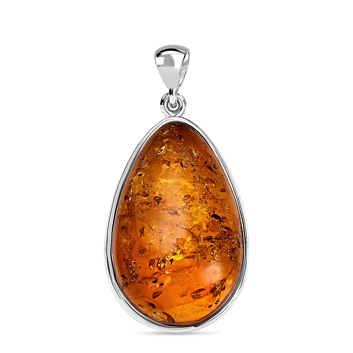 Tucson Special - Baltic Amber Solitaire Pendant in Sterling Silver, Silver Wt 5.00 GM