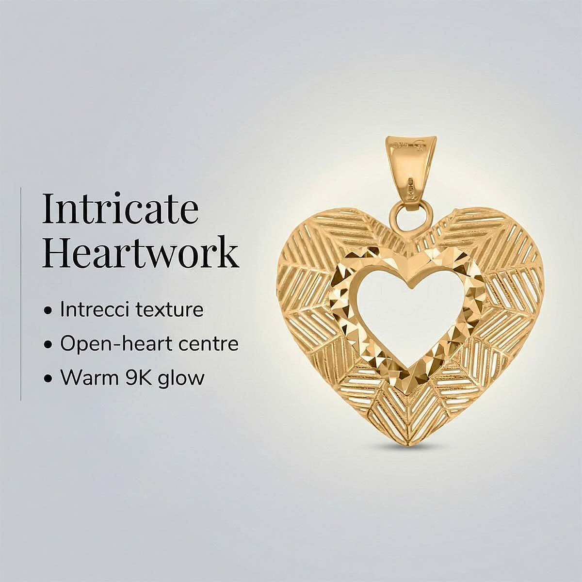 9K Yellow Gold Intrecci Heart Pendant