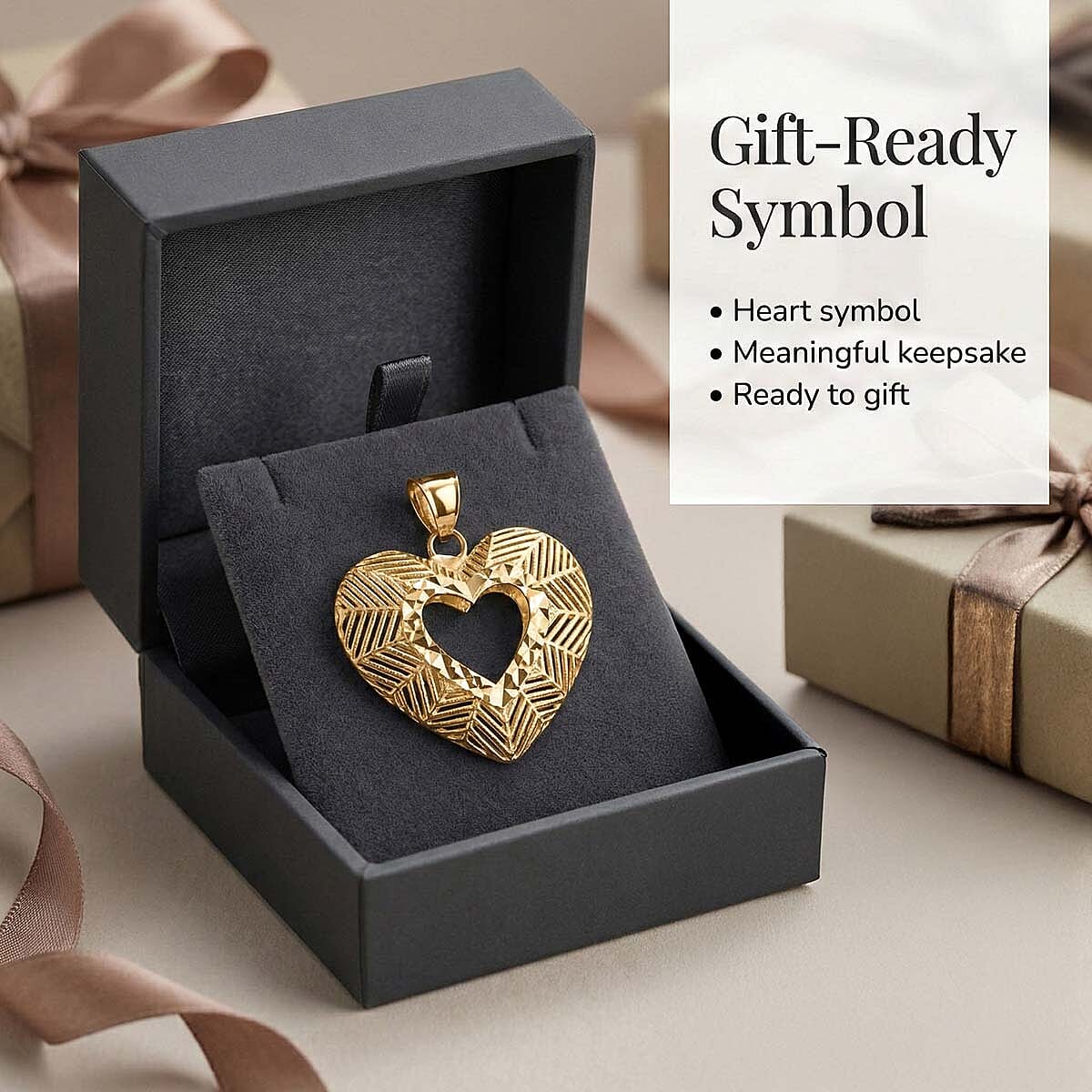 9K Yellow Gold Intrecci Heart Pendant