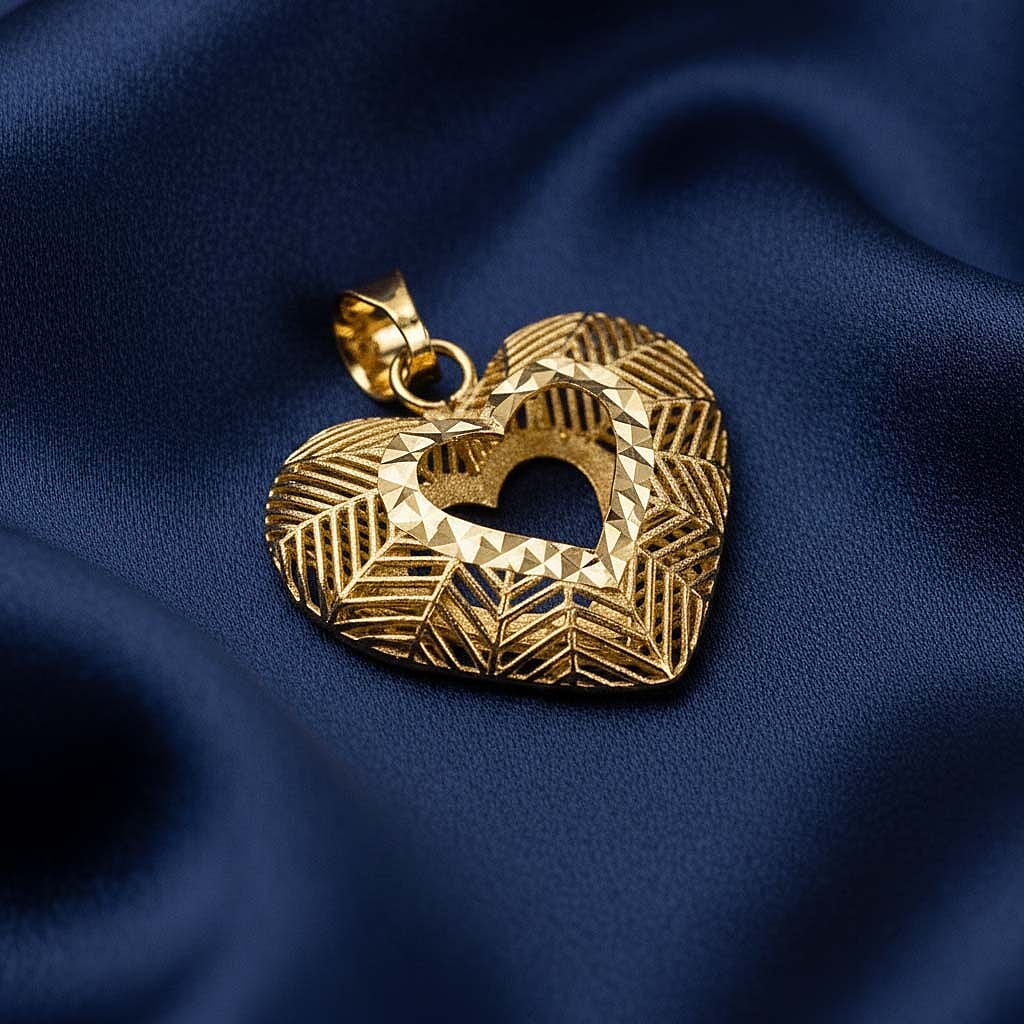 9K Yellow Gold Intrecci Heart Pendant