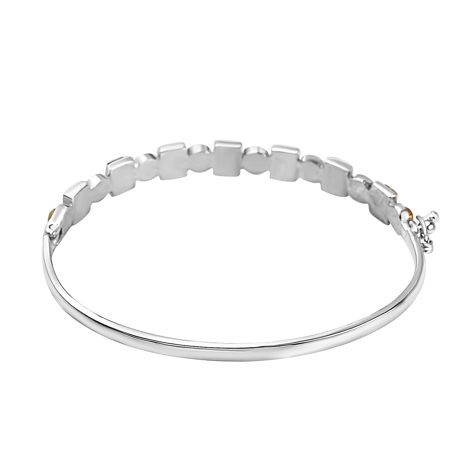 Shades Of Amber - Multi Amber Bangle (Size 7.5) in Sterling Silver, Silver Wt 10.14 GM