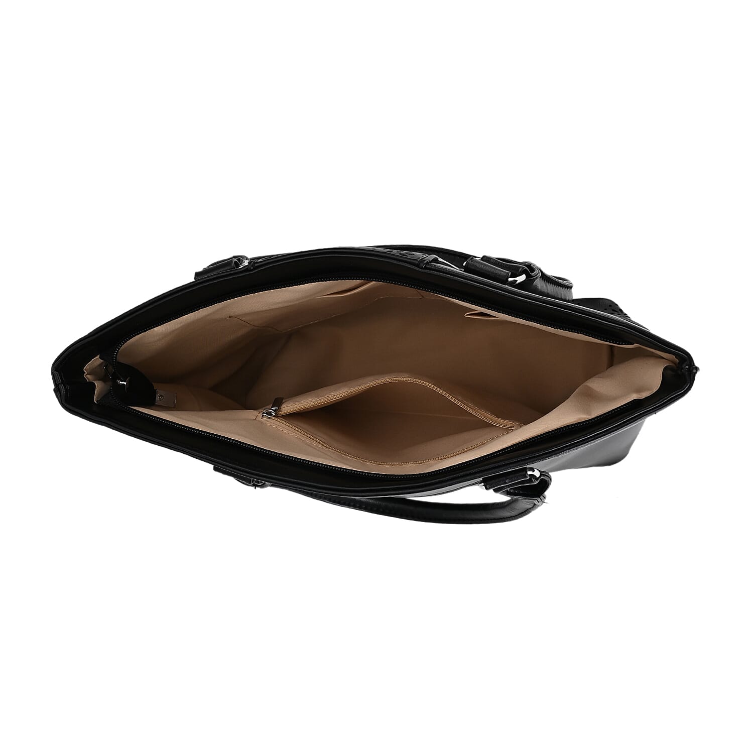 PU Floral Tote Bag (Size 31x13x32 cm) - Black & Black