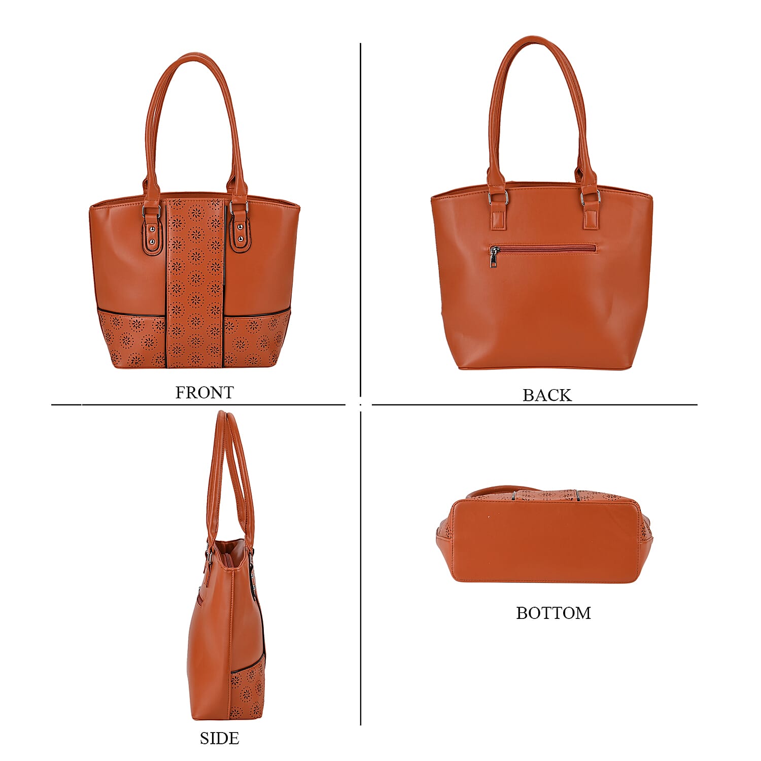 PU Floral Tote Bag (Size 31x13x32 cm) - Red & Black