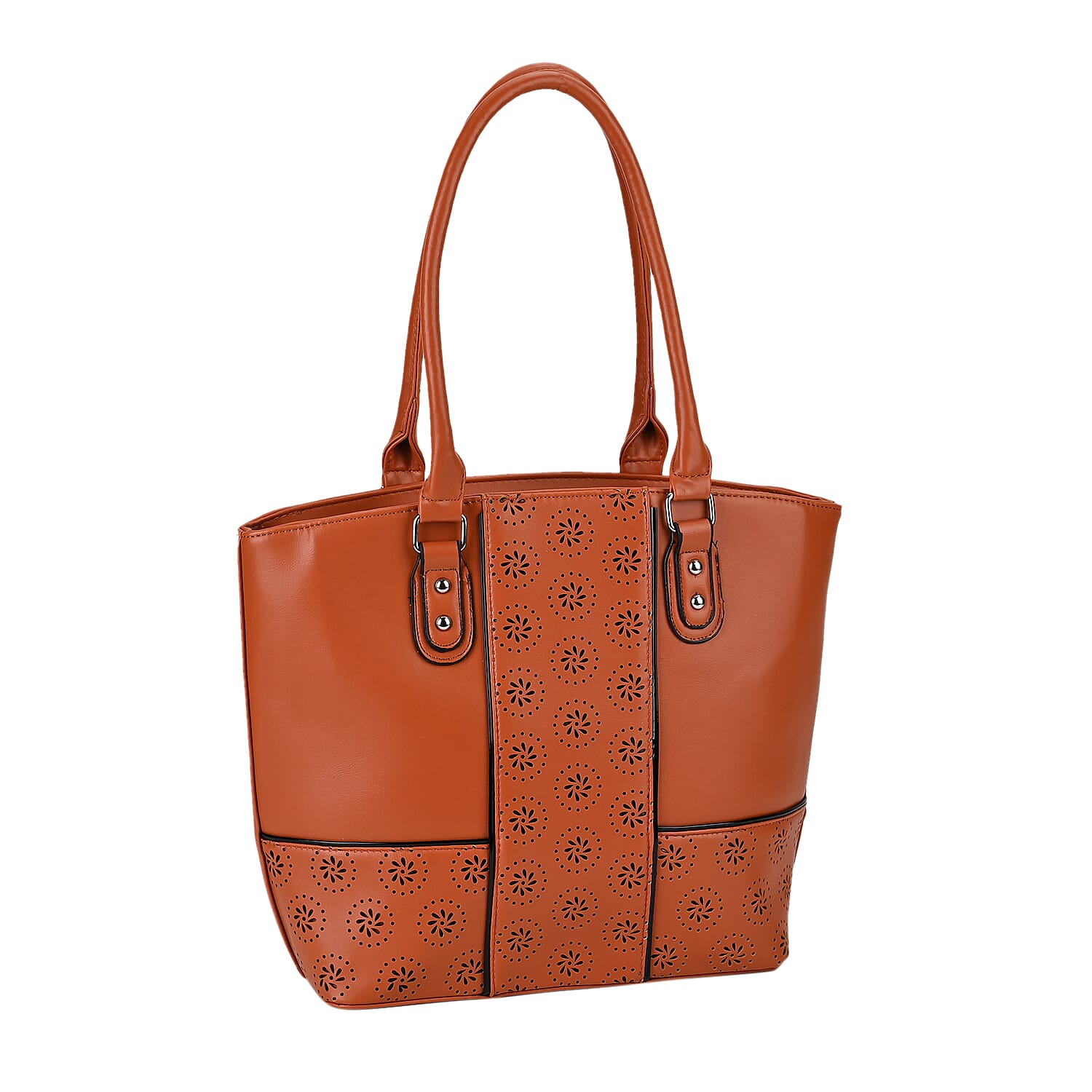 PU Floral Tote Bag (Size 31x13x32 cm) - Red & Black