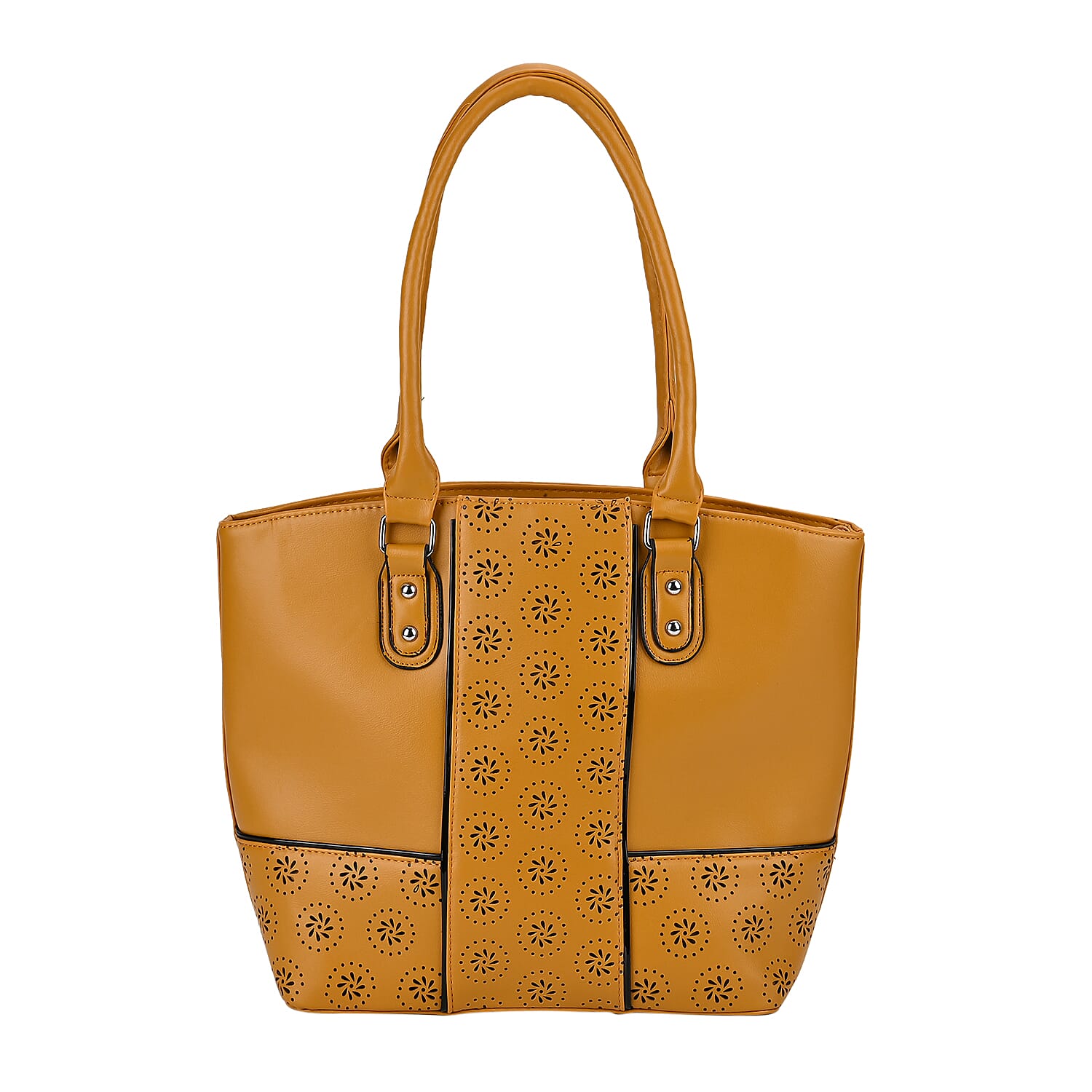 PU Floral Tote Bag (Size 31x13x32 cm) - Yellow & Black