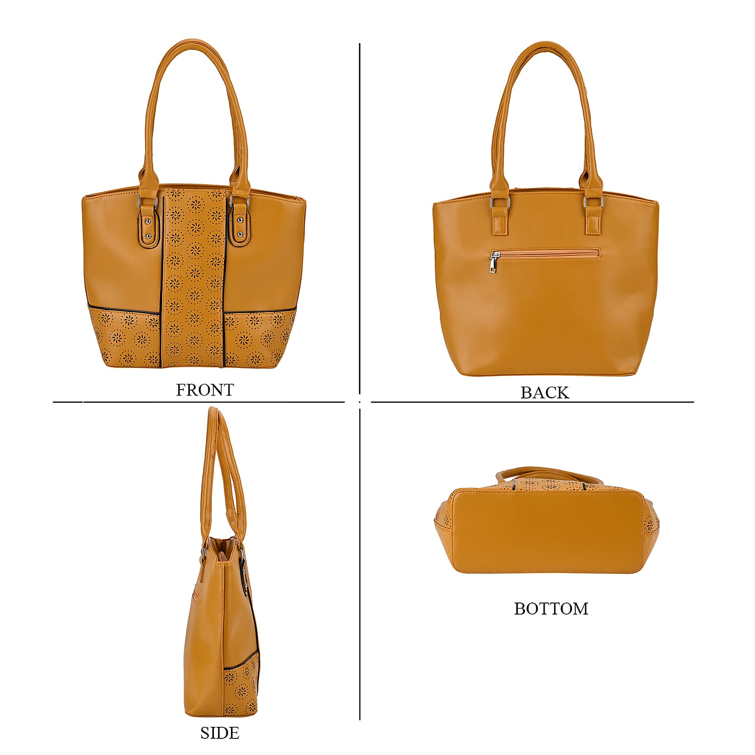 PU Floral Tote Bag (Size 31x13x32 cm) - Yellow & Black